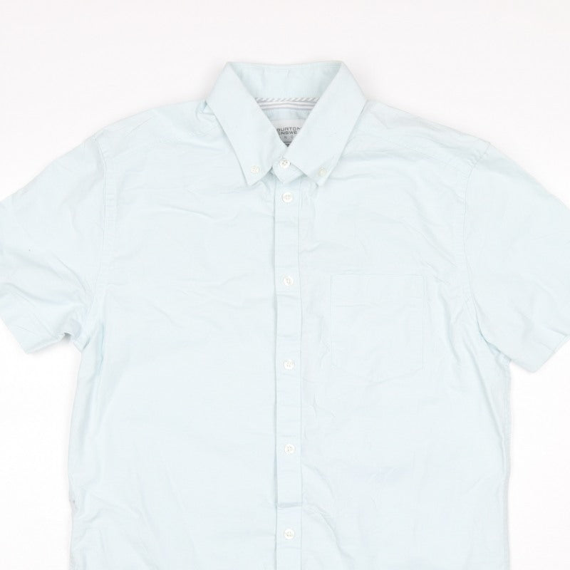 Burton Menswear Men’s Blue M Tailored Short Sleeve Button-Up Shirt