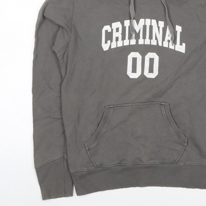 Criminal Men’s Grey M Pullover Hoodie College Graphic Print
