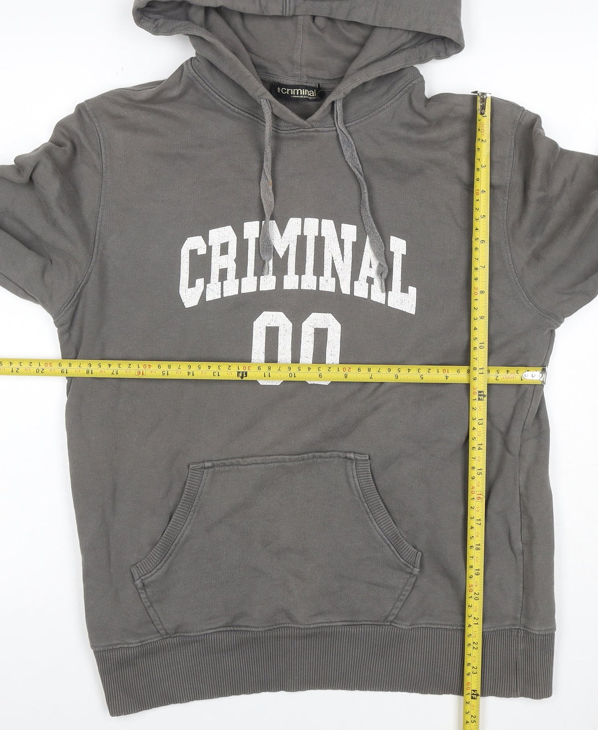 Criminal Men’s Grey M Pullover Hoodie College Graphic Print