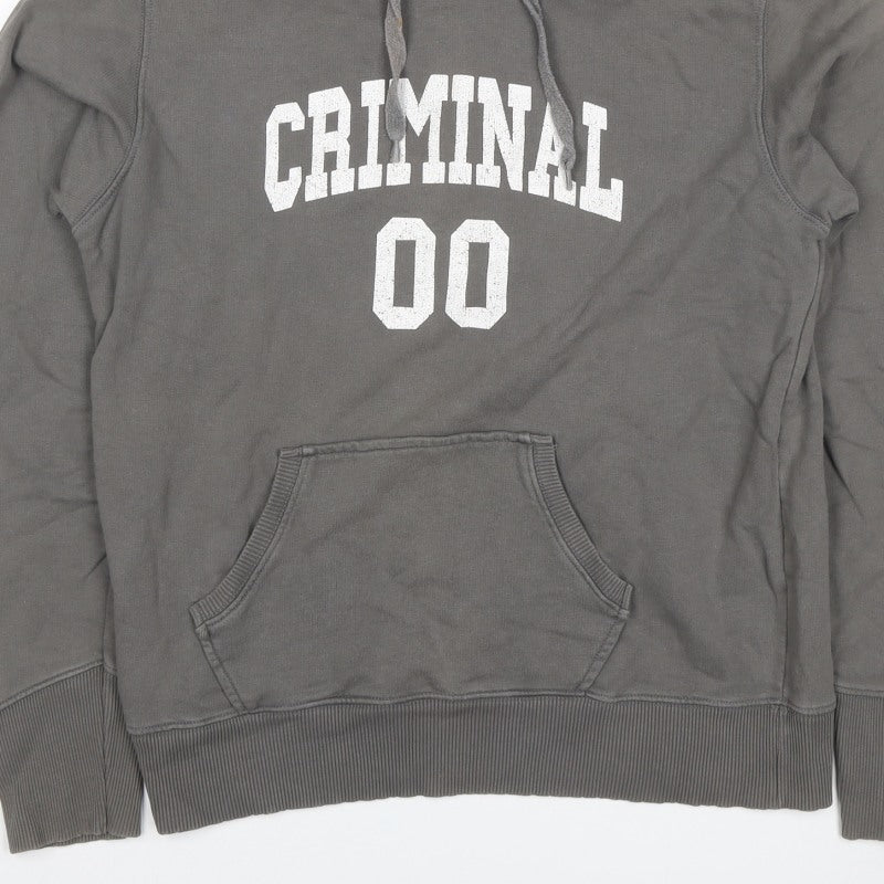 Criminal Men’s Grey M Pullover Hoodie College Graphic Print