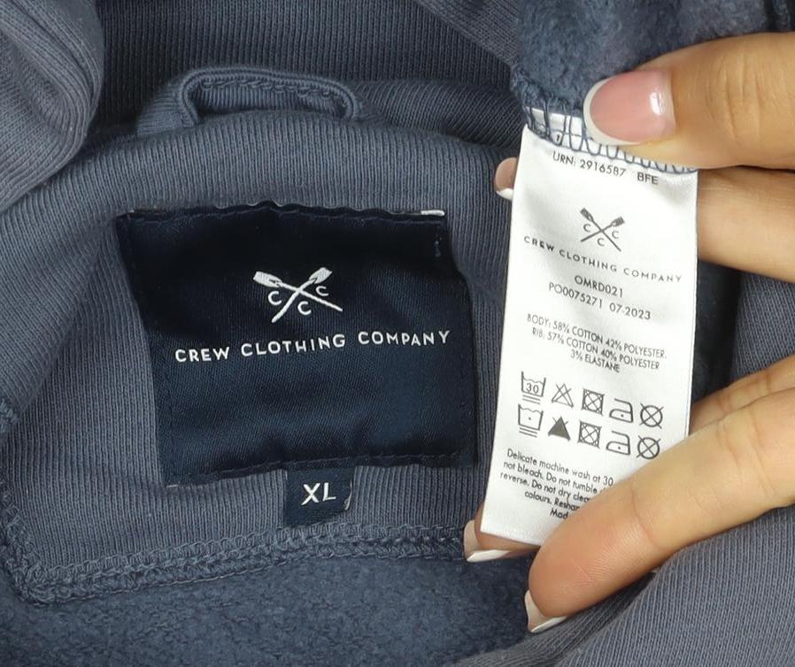 Crew Clothing Company Men’s Blue XL Pullover Hoodie Logo Fleece