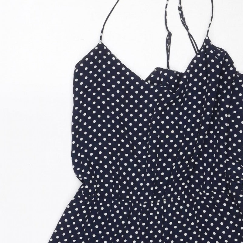 Zara Trafaluc Women Blue Polka Dot Mini Wrap Skirt UK 12