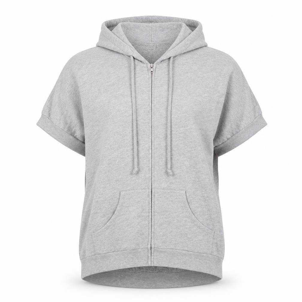 Truly Madly Deeply Women Grey M Full Zip Short Sleeve Hooded Hoodie