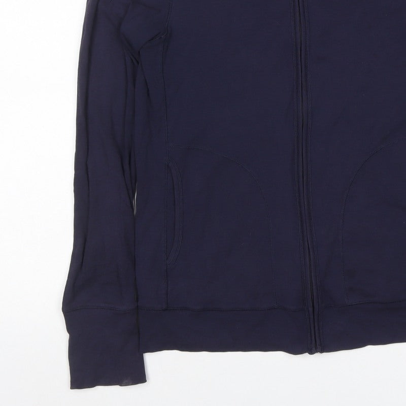 Uniqlo Women Blue L Full Zip Hooded Cotton Stretch Hoodie