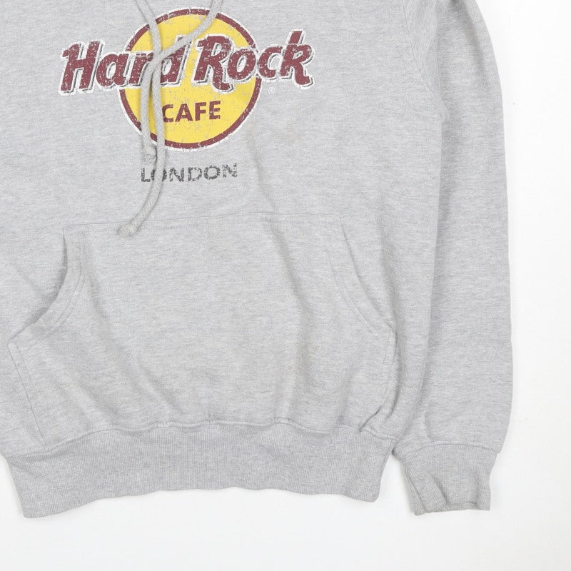 Hard Rock Cafe London Men Grey M Pullover Logo Hoodie