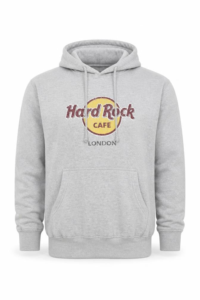 Hard Rock Cafe London Men Grey M Pullover Logo Hoodie