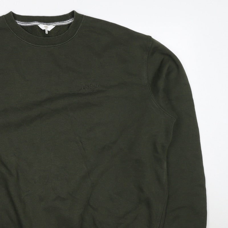 Cotton Traders Men’s Green XL Crew Neck Logo Pullover Sweatshirt