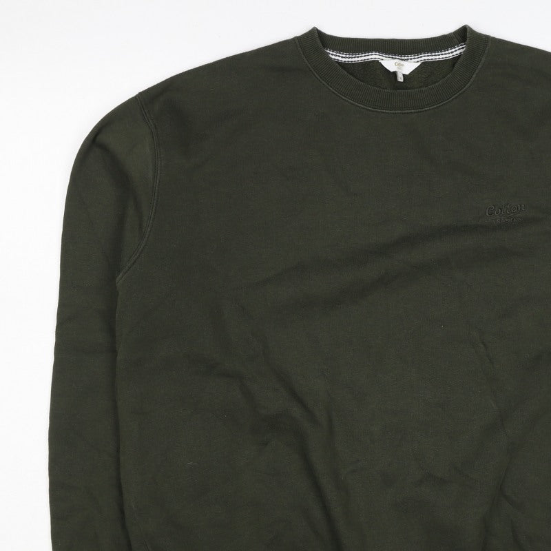 Cotton Traders Men’s Green XL Crew Neck Logo Pullover Sweatshirt