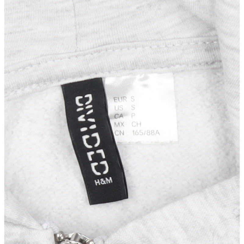 H&M Women Grey S Full Zip Hooded Fleece Hoodie Cotton Blend