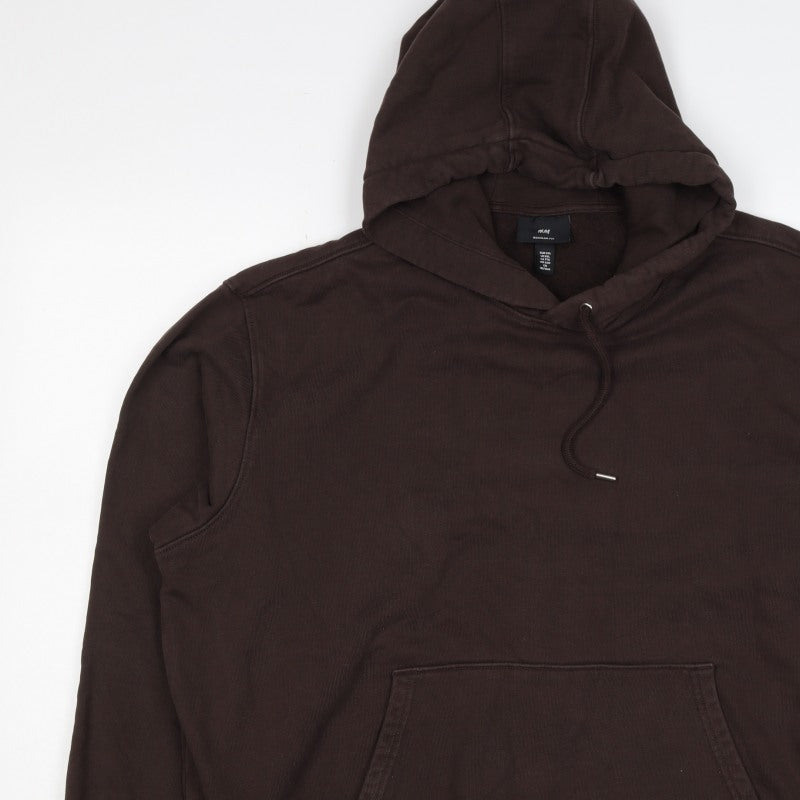 H&M Unisex Adults Brown 2XL Regular Fit Pullover Hoodie Cotton