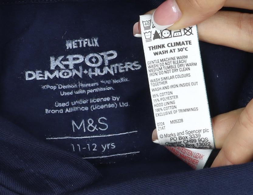 M&S Girls Blue 11-12 Years KPop Demon Hunters HUNTR/X Pullover Hoodie