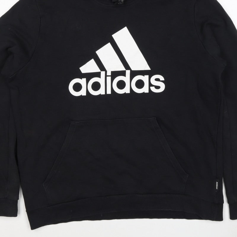 Adidas Men’s Black XL Pullover Logo Graphic Print Hoodie