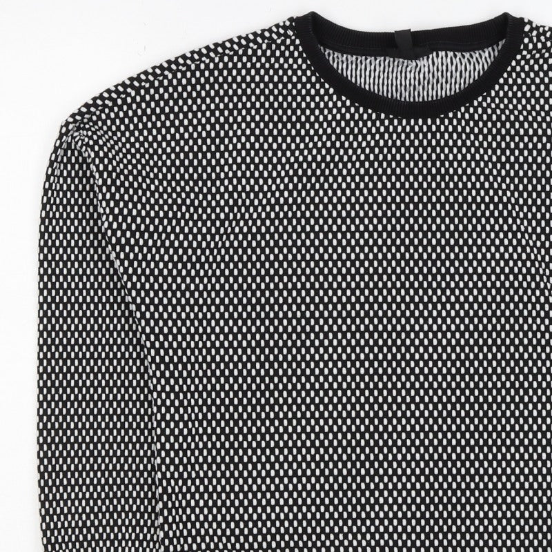 Topshop Women’s Black White UK 8 Geometric Knit Pullover Sweatshirt