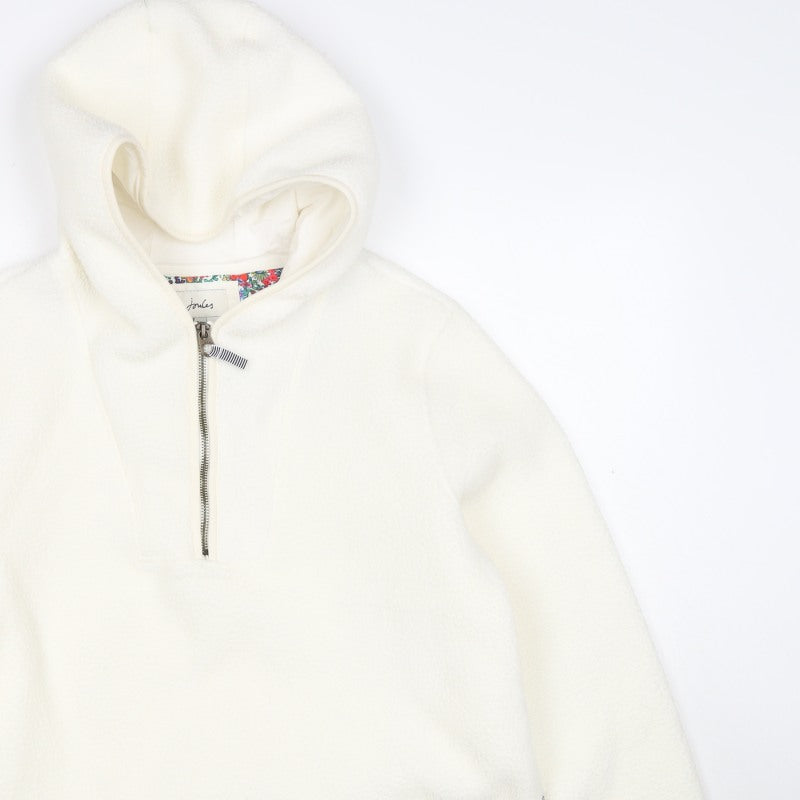 Joules Women Ivory UK 10 Hooded 1/4 Zip Fleece Pullover Sweatshirt