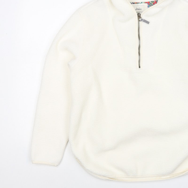 Joules Women Ivory UK 10 Hooded 1/4 Zip Fleece Pullover Sweatshirt