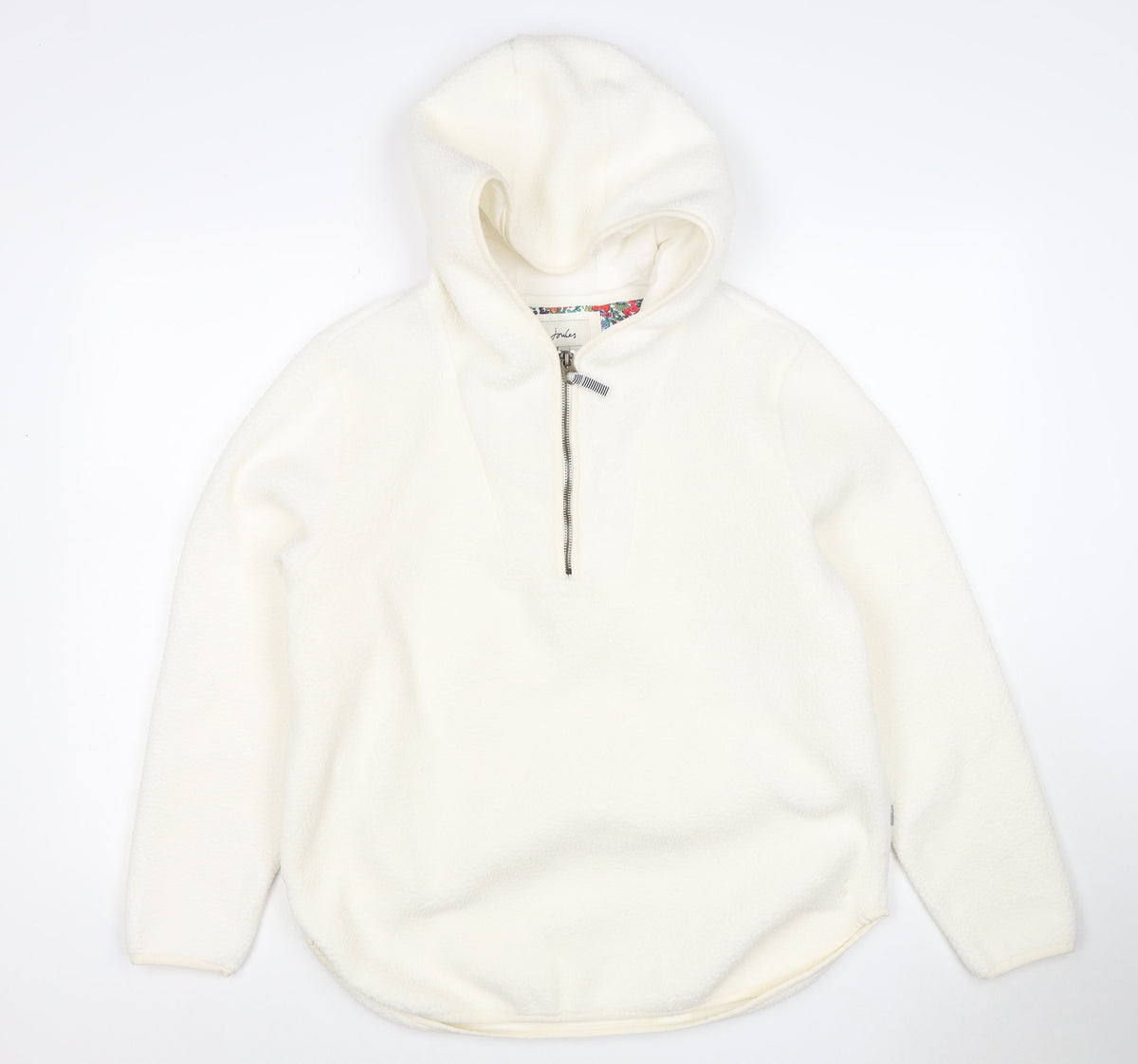Joules Women Ivory UK 10 Hooded 1/4 Zip Fleece Pullover Sweatshirt