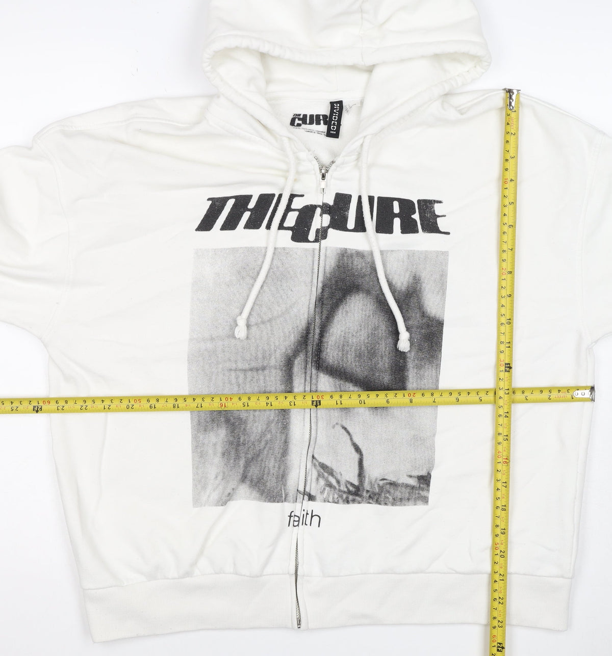 H&M Divided Men’s White L The Cure Faith Graphic Full Zip Hoodie