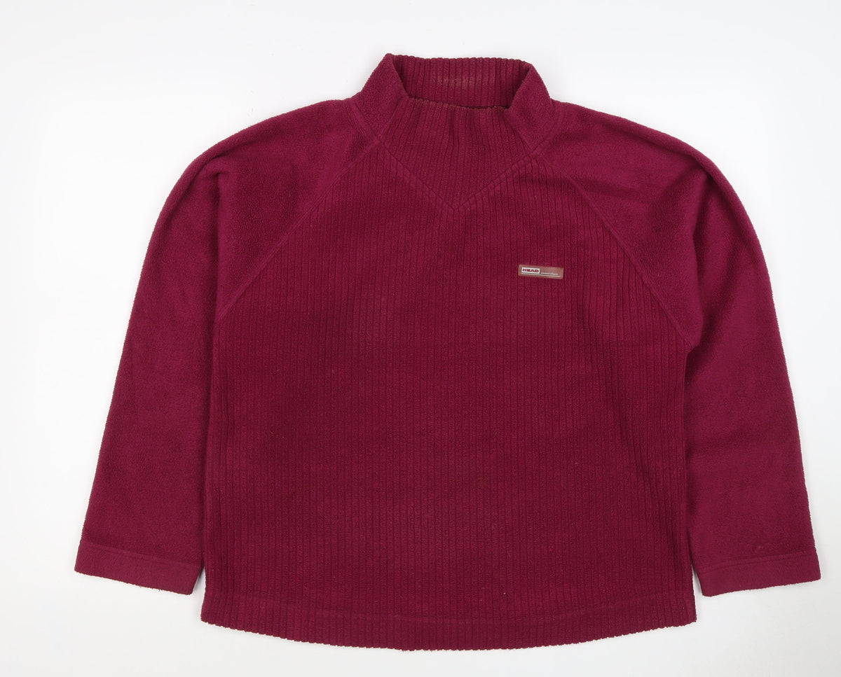 HEAD Essentials Women Burgundy UK 10 Pullover Fleece Sweatshirt Raglan