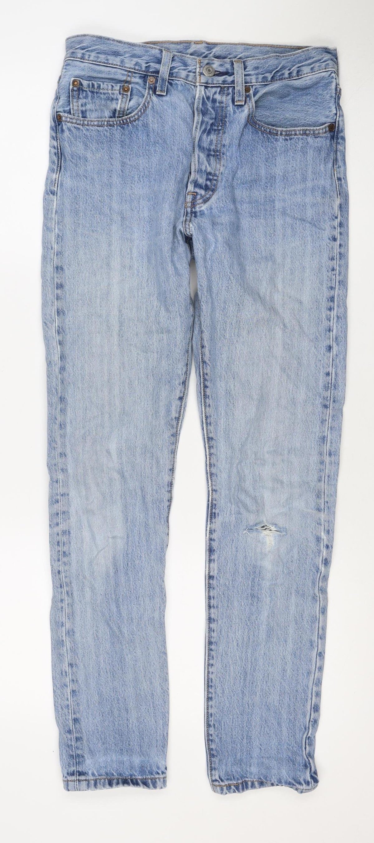 Levi's Premium Men's Blue W34 L30 Straight Light Wash Distressed Jeans