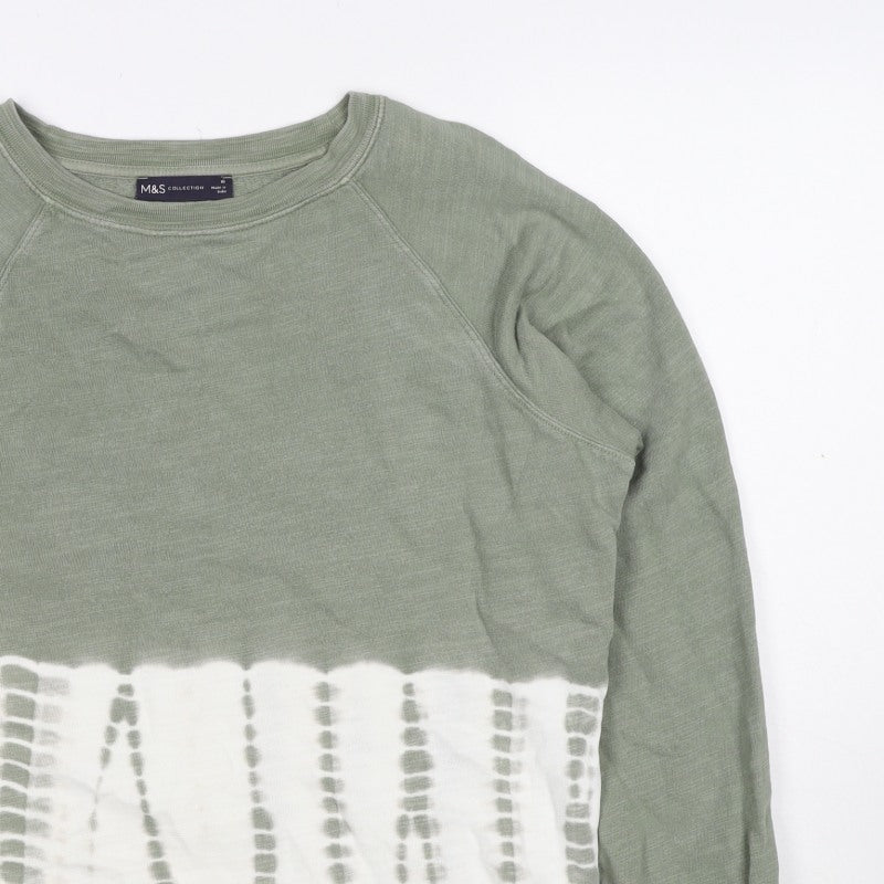 Marks and Spencer Women Green Tie Dye Sweatshirt Size 10 Crew Neck