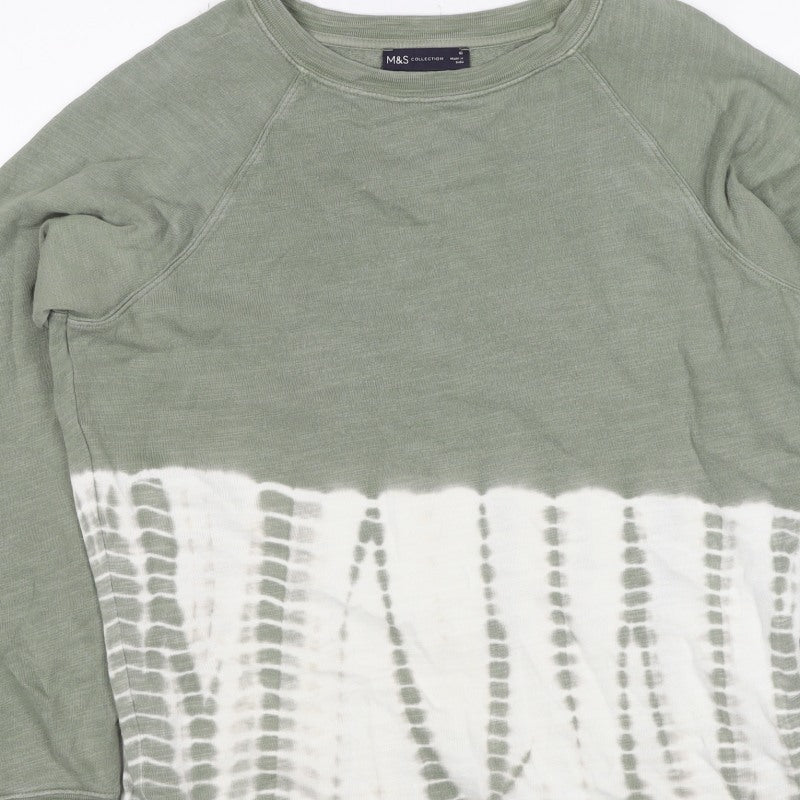 Marks and Spencer Women Green Tie Dye Sweatshirt Size 10 Crew Neck