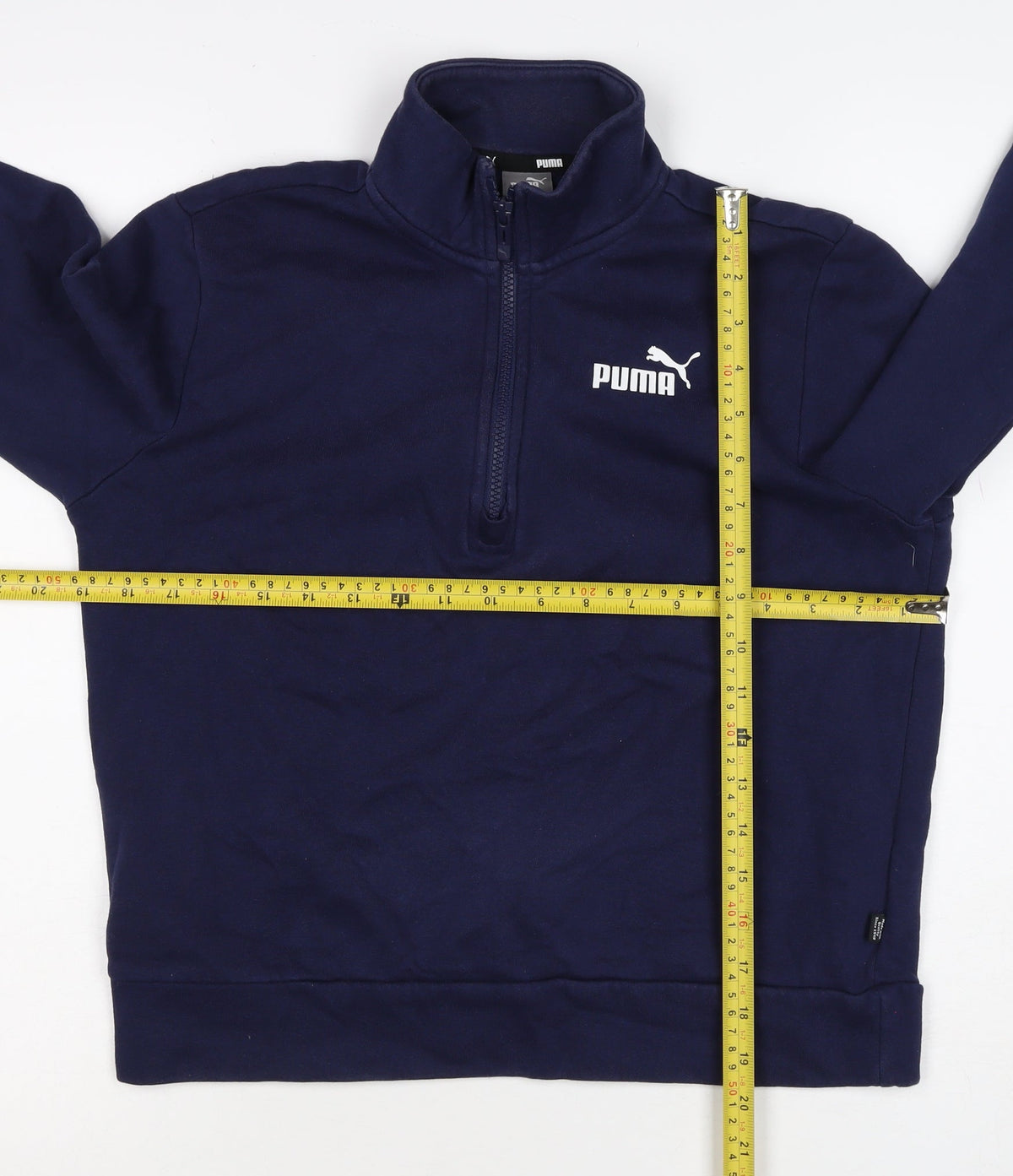 Puma Women’s Blue S 1/4 Zip Logo Sweatshirt High Neck