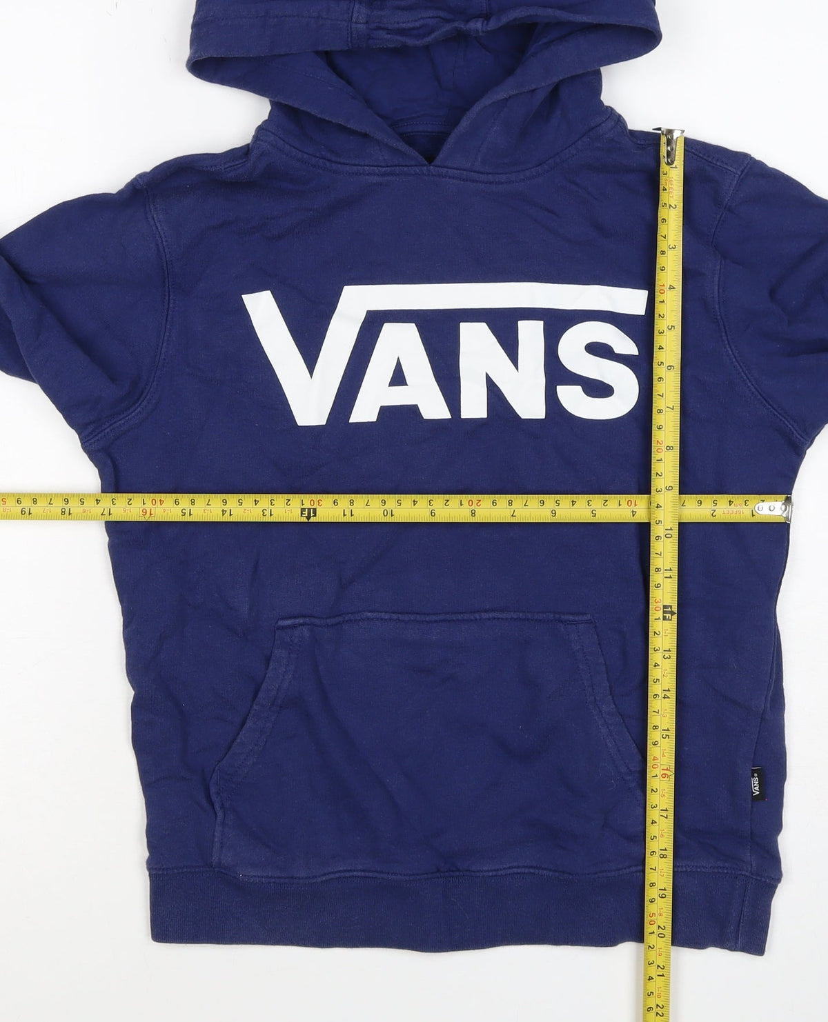 Vans Boys Blue Medium Pullover Hoodie Logo Print Cotton Hooded