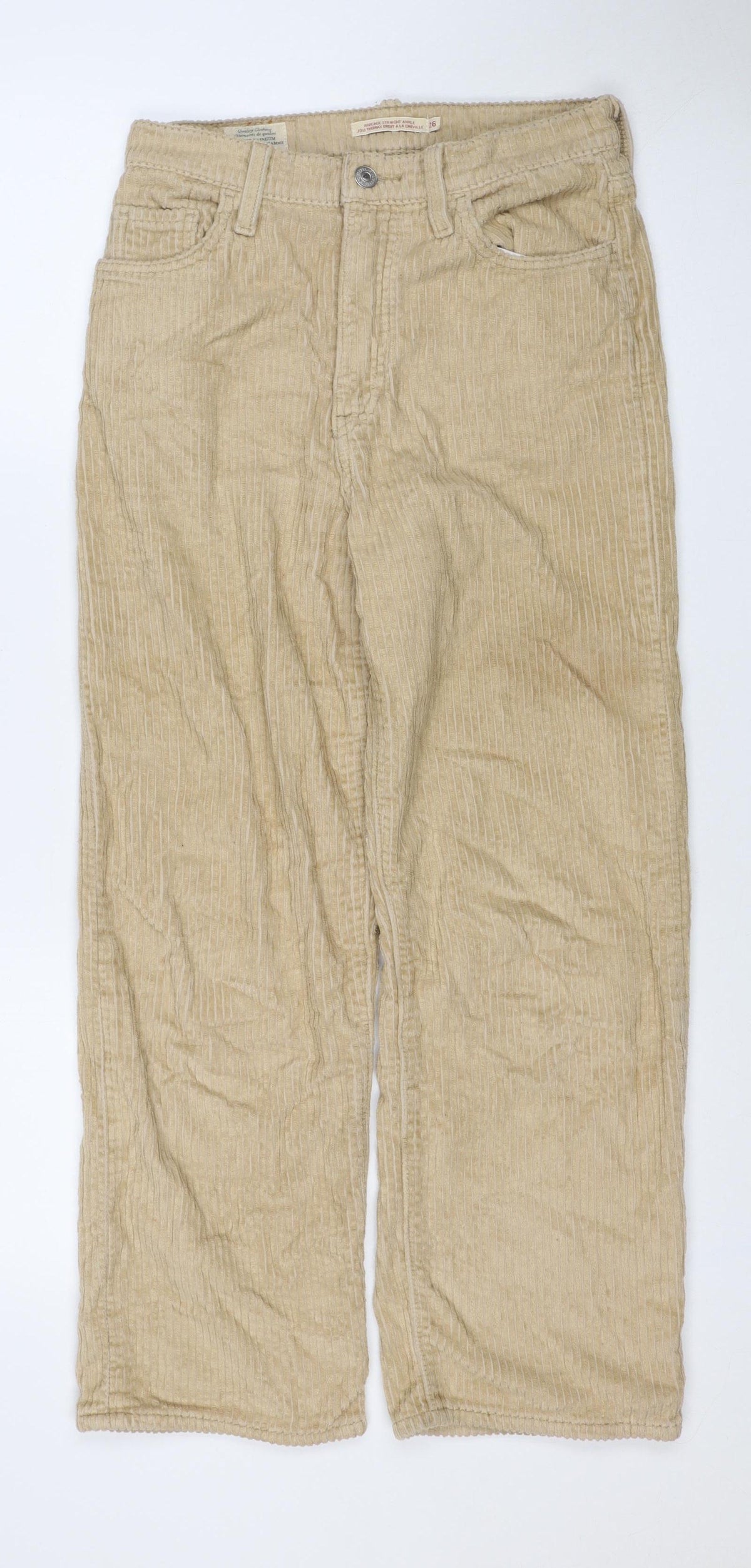 Levi's Women Beige Size 26 Ribcage Straight Ankle Corduroy Trousers