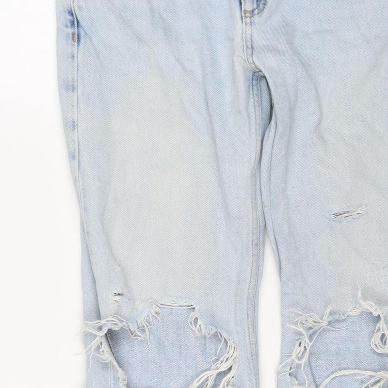 & Other Stories Women Blue UK 8 High Rise Distressed Straight Jeans