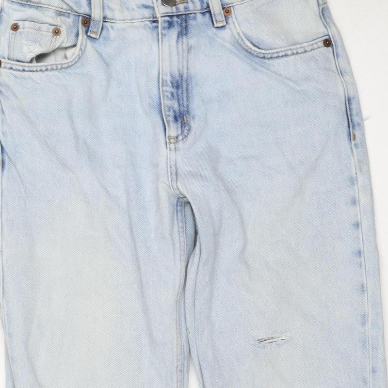 & Other Stories Women Blue UK 8 High Rise Distressed Straight Jeans