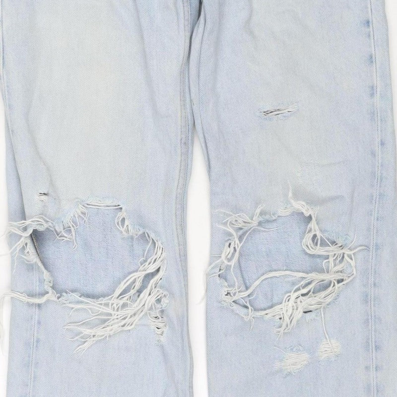 & Other Stories Women Blue UK 8 High Rise Distressed Straight Jeans