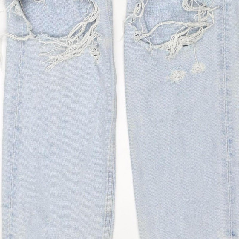 & Other Stories Women Blue UK 8 High Rise Distressed Straight Jeans