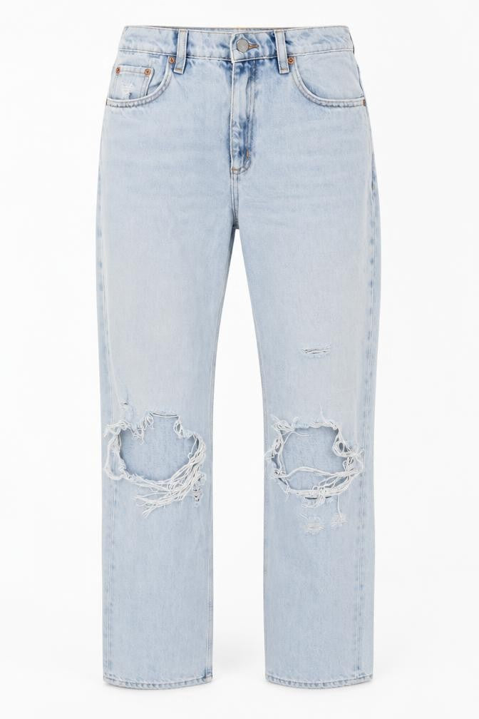 & Other Stories Women Blue UK 8 High Rise Distressed Straight Jeans