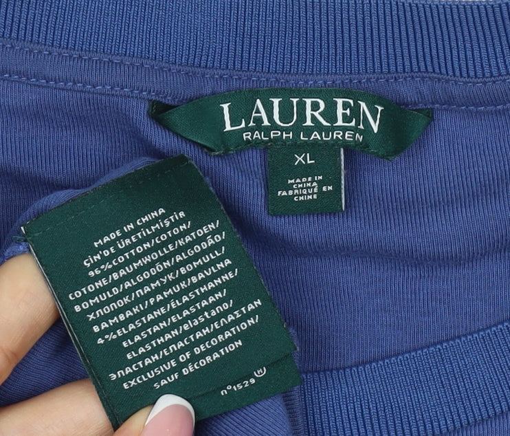 Lauren Ralph Lauren Women Blue XL Basic Crew Neck Long Sleeve T-Shirt