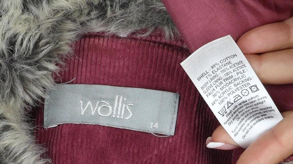 Wallis Women’s Red UK 14 Basic Corduroy Faux Fur Collar Jacket