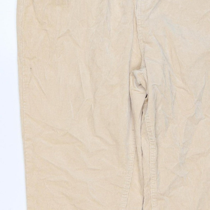 Marks & Spencer Women Beige Corduroy Straight Trousers UK 18 Regular