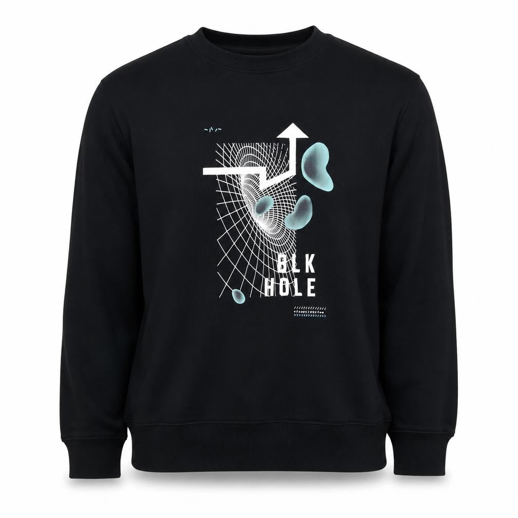 Baleno Men Black M Graphic Print Crew Neck Pullover Sweatshirt