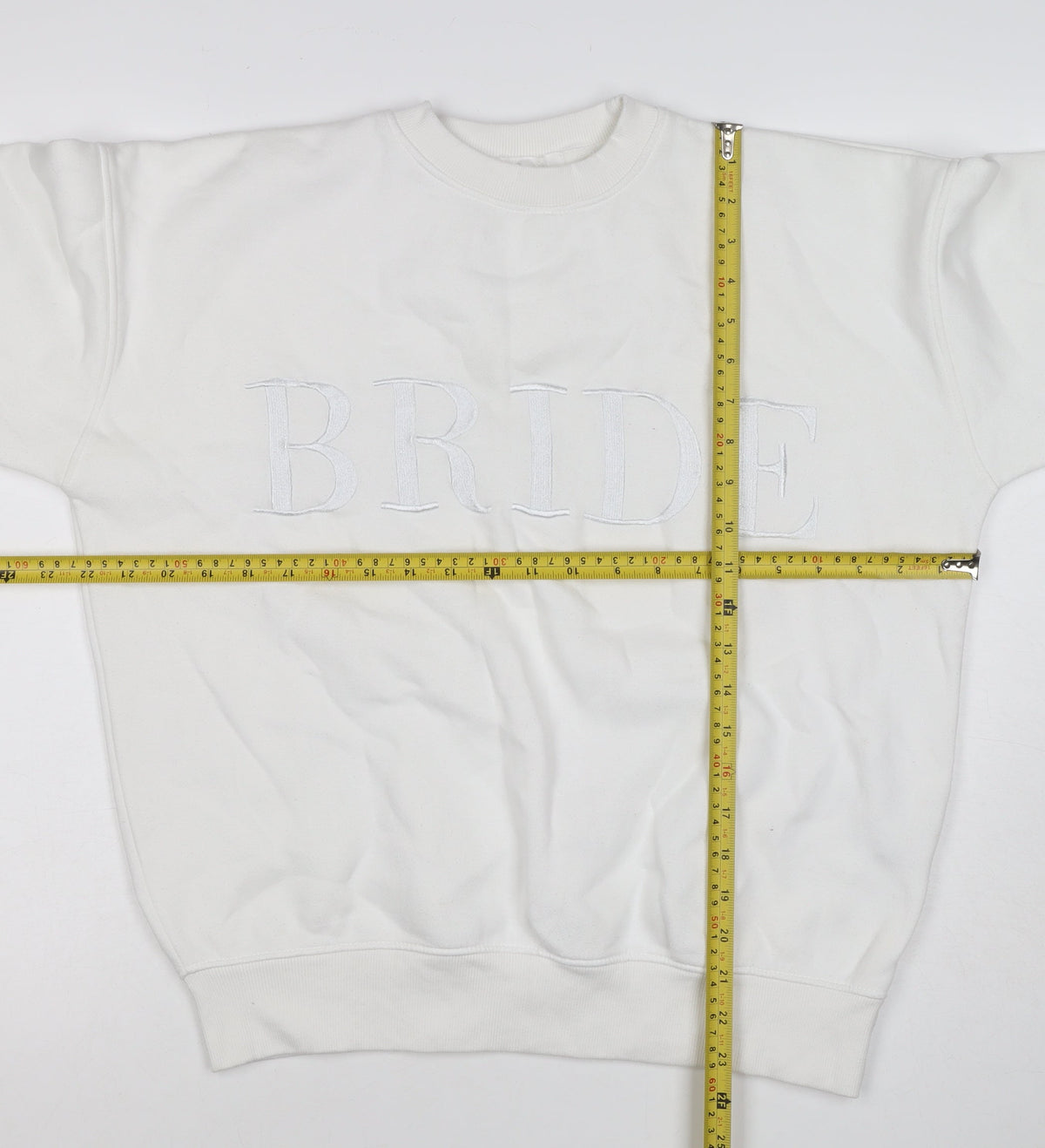 Six Stories Women’s White S Bride Embroidered Crew Neck Pullover Sweatshirt