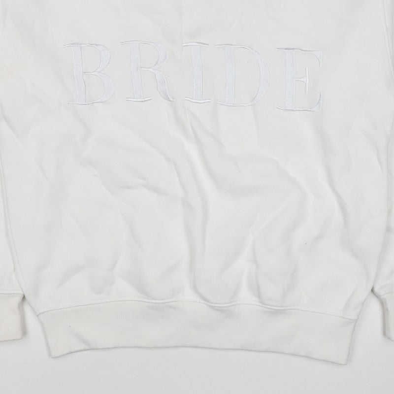 Six Stories Women’s White S Bride Embroidered Crew Neck Pullover Sweatshirt