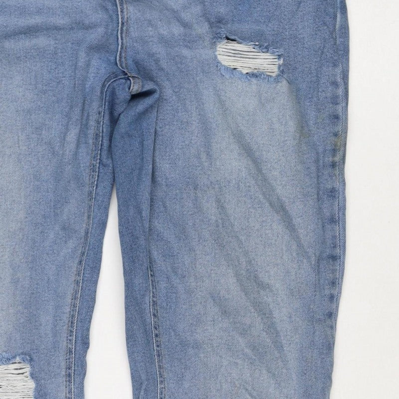 Legend London Women Blue UK 12 Straight Distressed Stretch Jeans