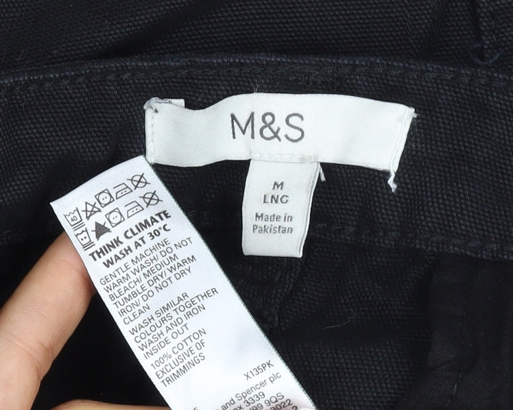 Marks and Spencer Men's Black M Long Straight Cargo Cotton Jeans