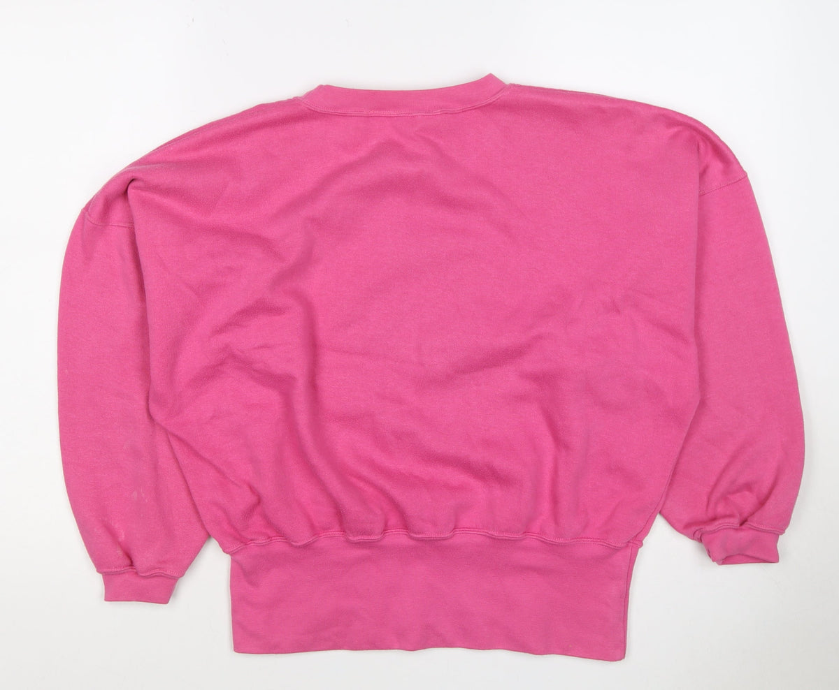 Disney Women Pink M Vintage 90s Mickey & Minnie Pullover Sweatshirt