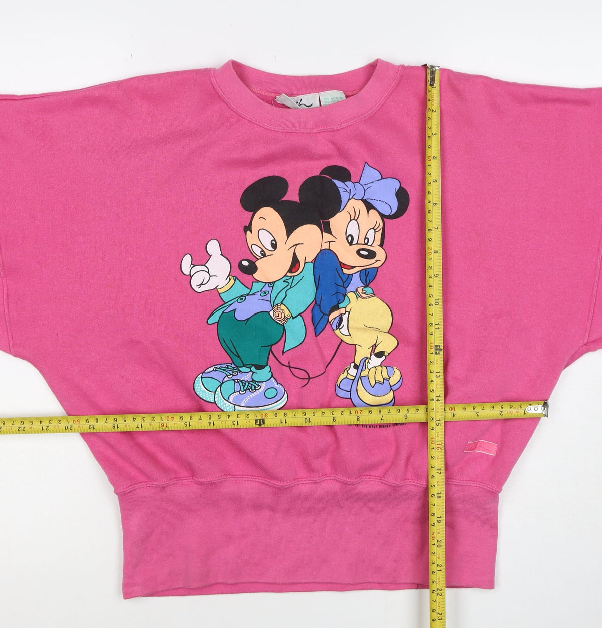 Disney Women Pink M Vintage 90s Mickey & Minnie Pullover Sweatshirt