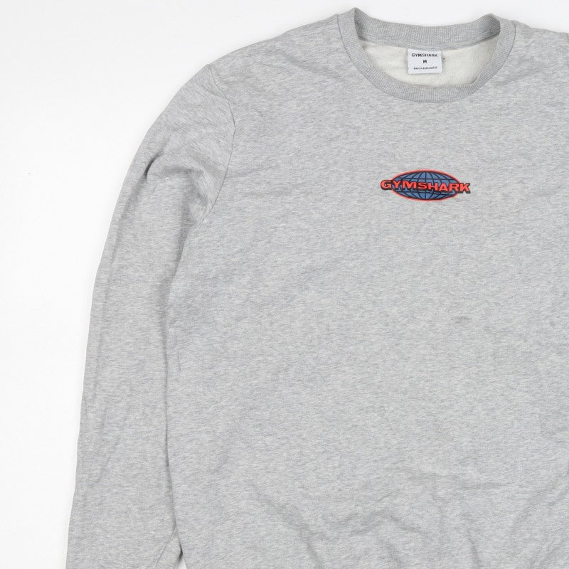 Gymshark Men Grey M Pullover Crew Neck Graphic Print Sweatshirt