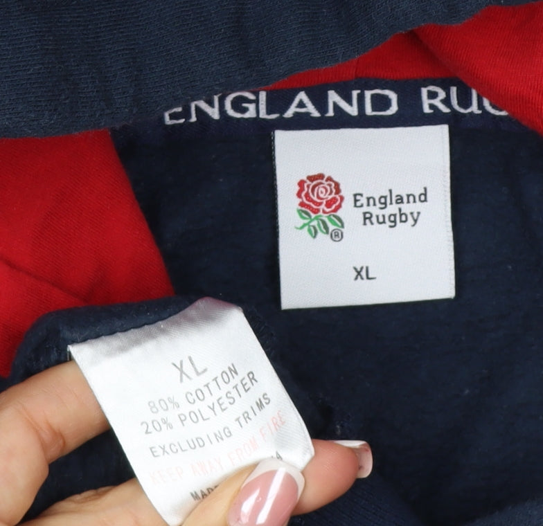 England Rugby Men's Blue XL Pullover Hoodie Embroidered Sports