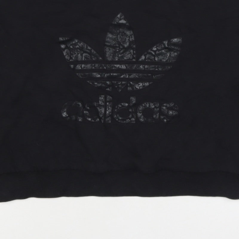 adidas Girls Black 9-10 Years Pullover Sweatshirt Trefoil Logo