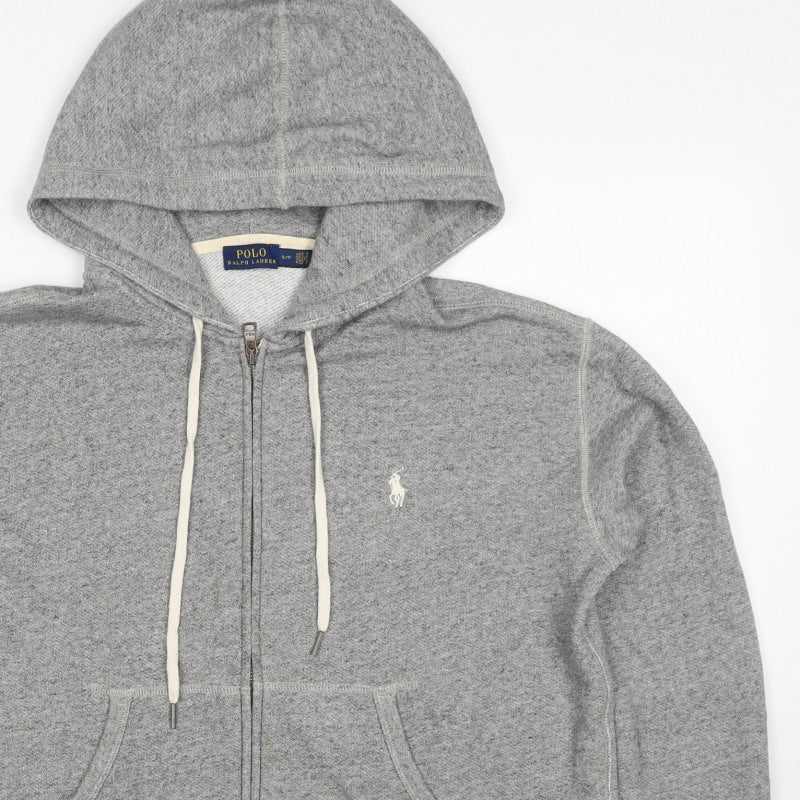 Polo Ralph Lauren Men Grey S Full Zip Hoodie Logo Cotton Blend