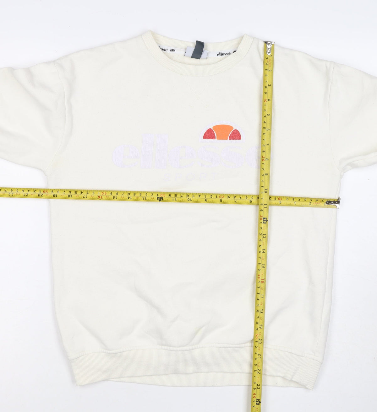 Ellesse Women’s Ivory UK 10 Pullover Logo Crew Neck Sweatshirt