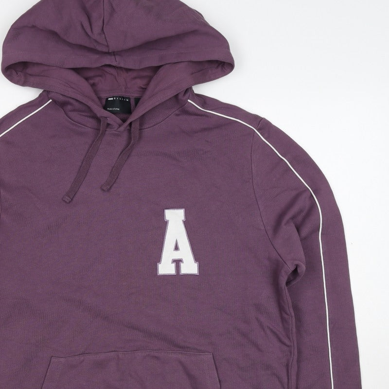 ASOS DESIGN Men’s Purple M Pullover Hoodie College Logo Pocket