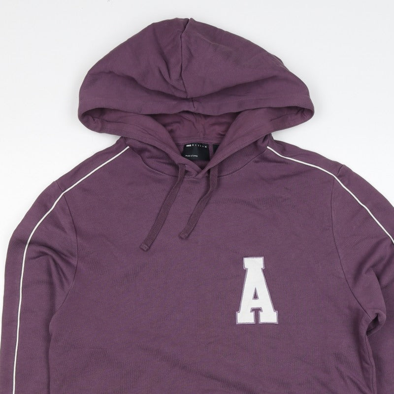 ASOS DESIGN Men’s Purple M Pullover Hoodie College Logo Pocket
